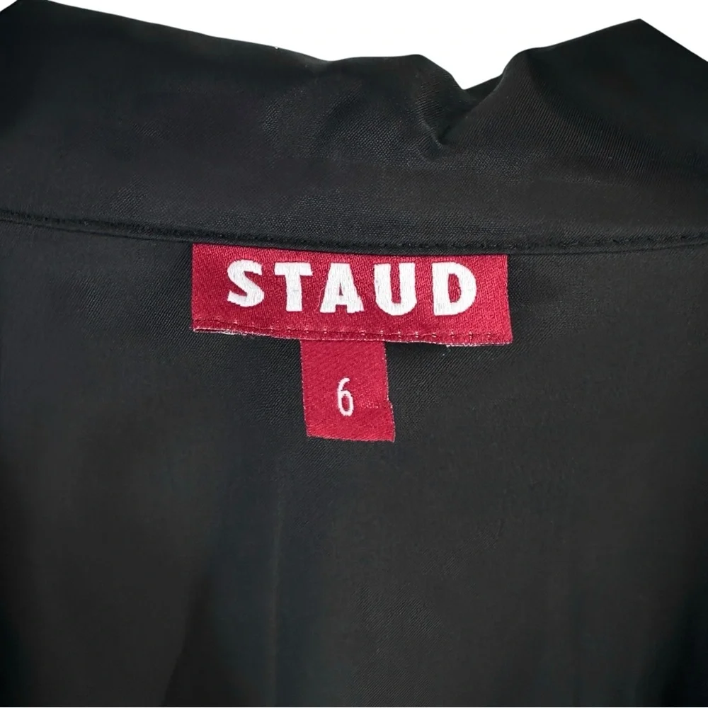 STAUD Millie Black Recycled Nylon Short Sleeve Maxi Shirt Dress Shirtdress sz 6 - Picture 10 of 14